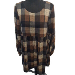 JH Medium Plaid Soft Winter Dress Lined Warm Stretch